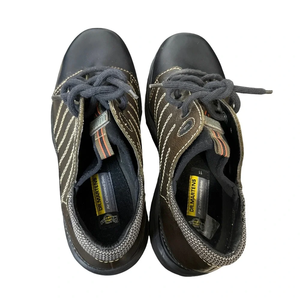 Dr Martens AW004 Shoes Mens 11 Brown Black Leather Made in England Lace Up Lug